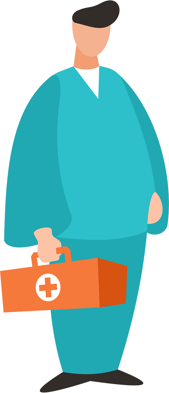 Paramedic with first aid box
