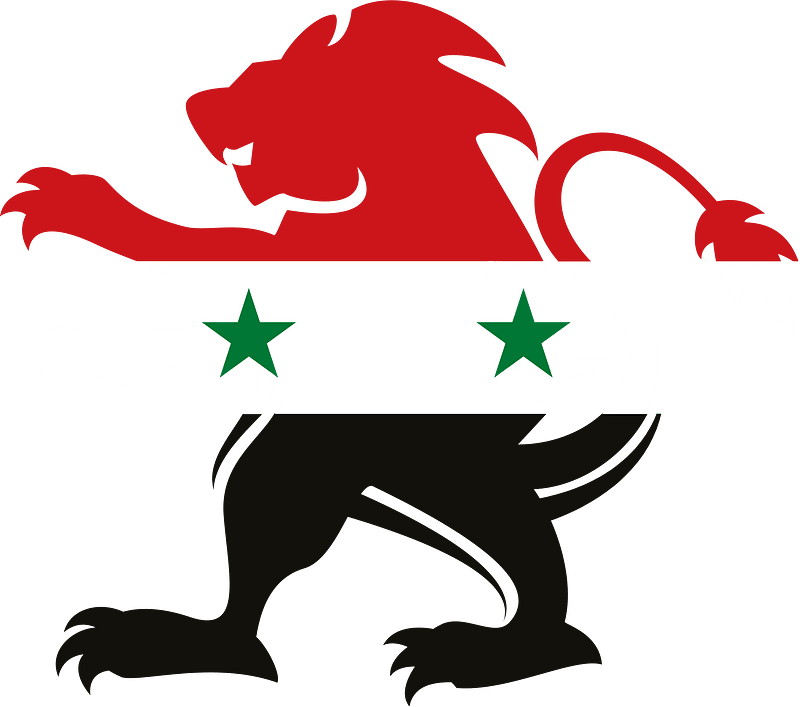 Syrian flag on a heraldic lion