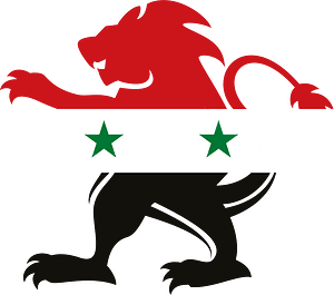 Syrian flag on a heraldic lion