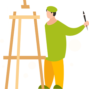 Artist making an art piece