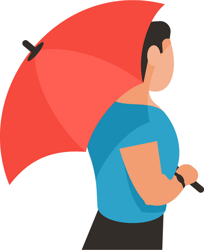 Man with red umbrella