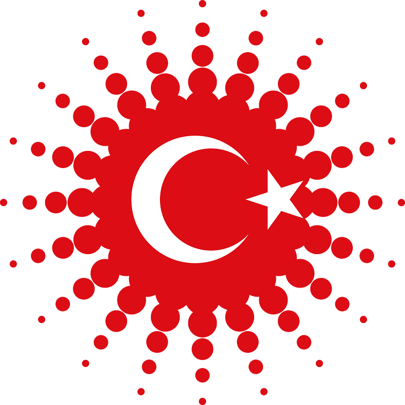 Turkish flag halftone design element