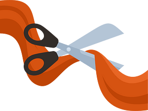 Scissors cut the ribbon