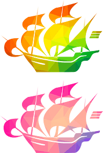 Sailing ship colored silhouette
