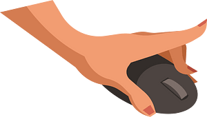 Hand holds computer mouse