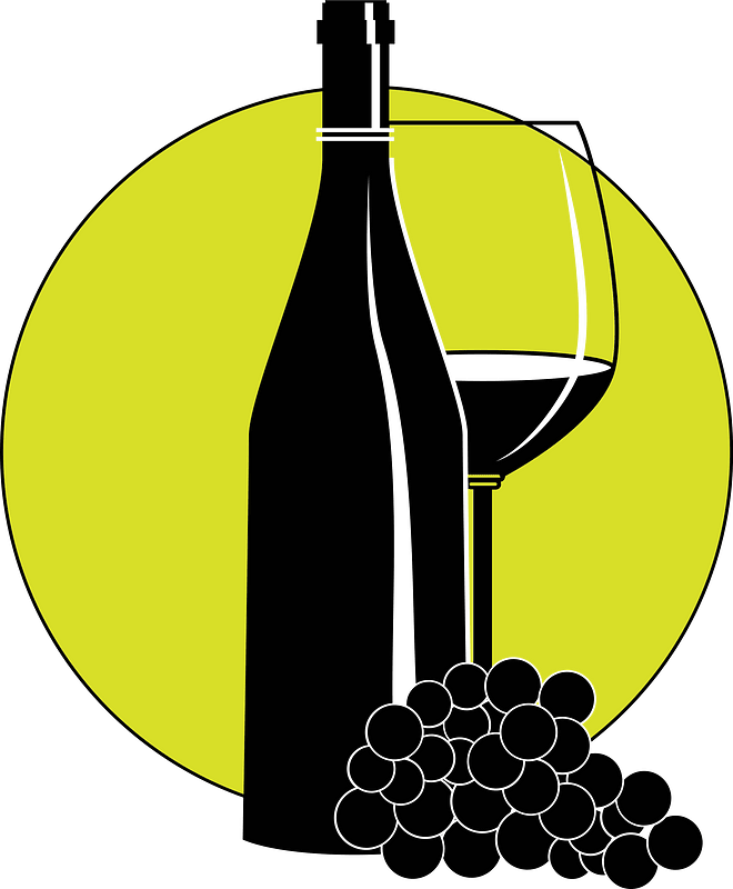 Bottle of wine and grapes