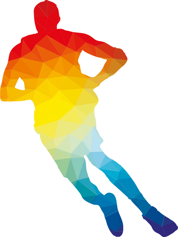 Basketball player colored silhouette