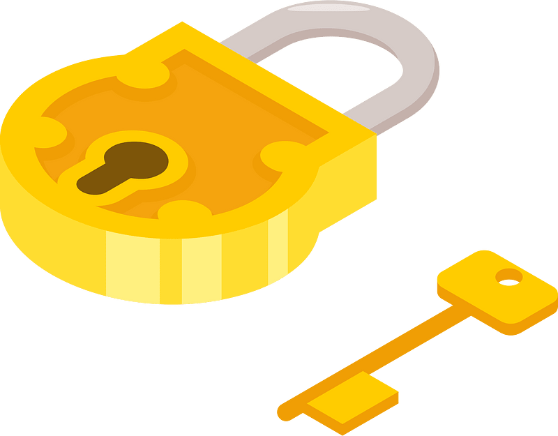 Padlock and a key 3d vector