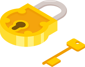 Padlock and a key 3d vector