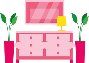 Nightstand in pink color