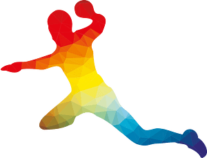 Handball player color silhouette