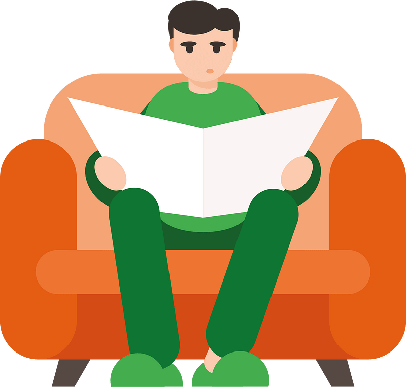 Man reads newspapers