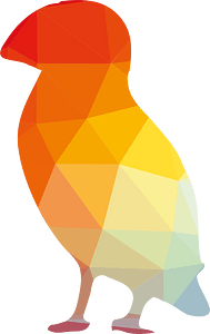 Colored silhouette of a little bird