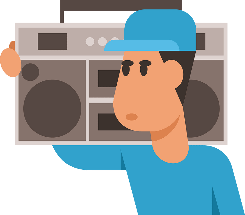 Man with a boombox