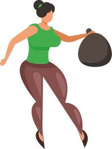 Woman with trash bag