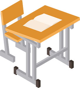 School desk and chair