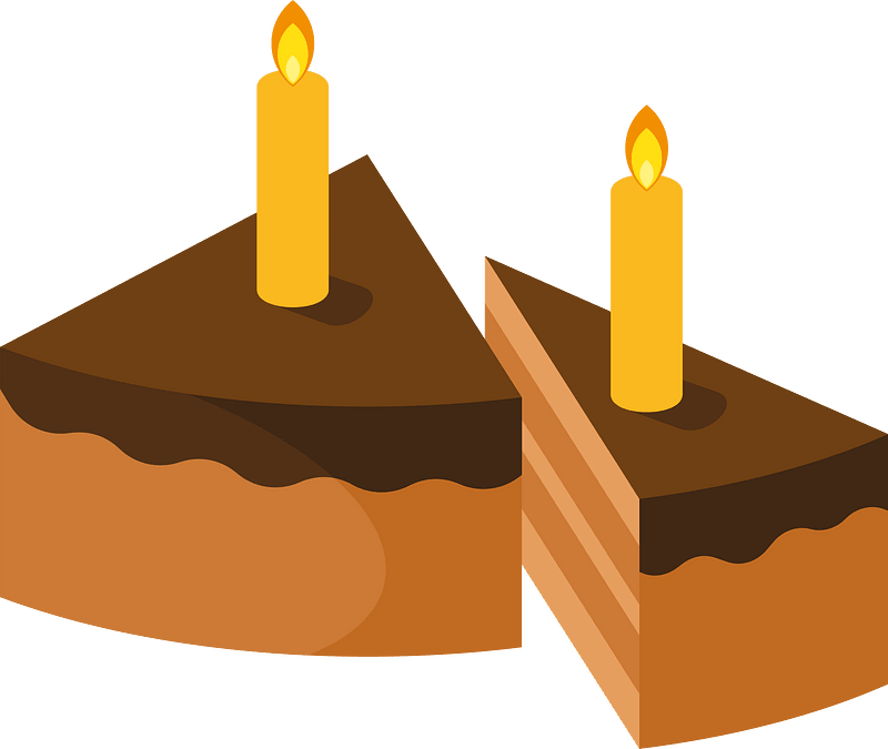 Cake slices with candles