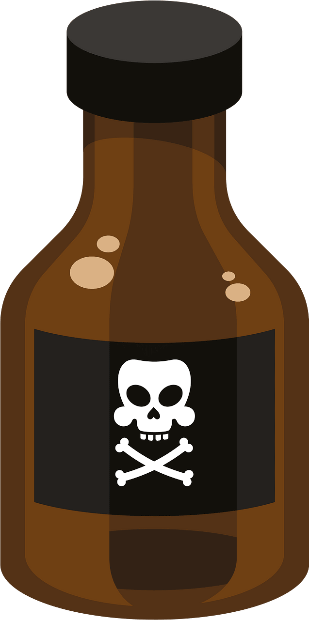 Poison bottle with label