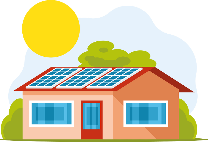 Solar panels on the house roof