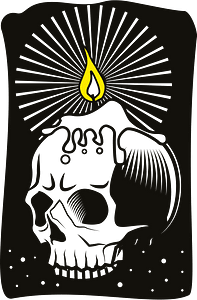 Candle on the skull