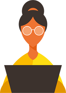 Woman working on a laptop