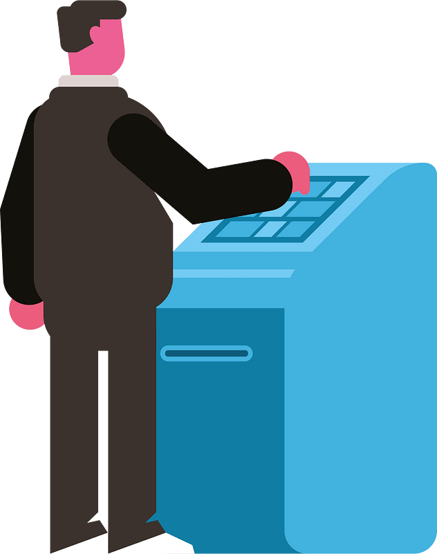 Man using ATM machine