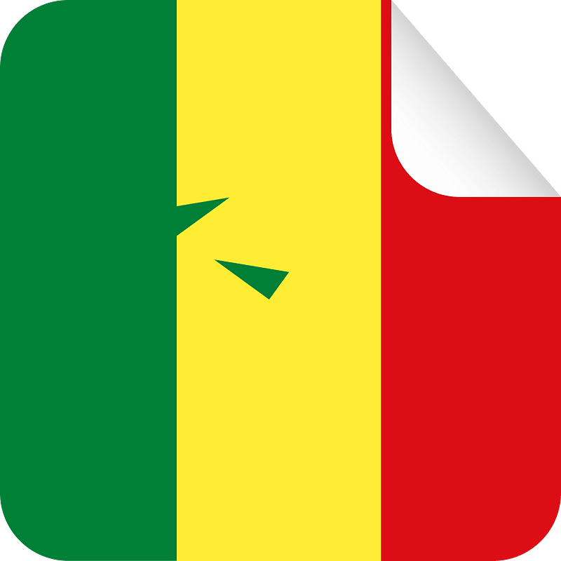 Senegal flag peeling square sticker