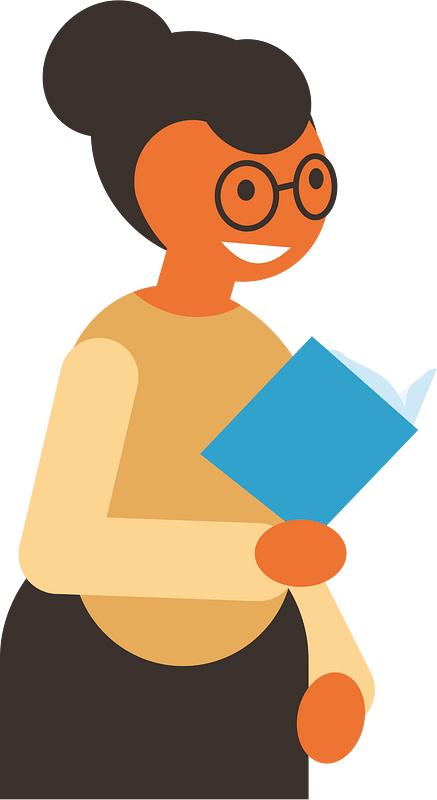 Teacher is reading a book