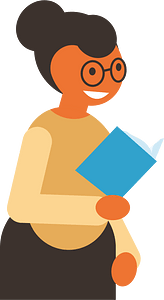 Teacher is reading a book