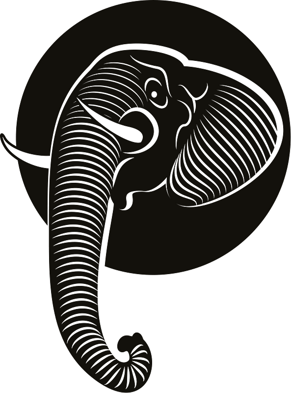 Elephant silhouette monochrome art