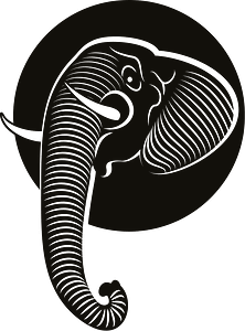 Elephant silhouette monochrome art