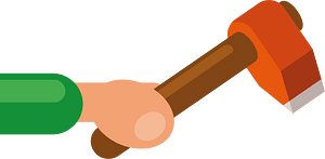 Hand swinging with ax