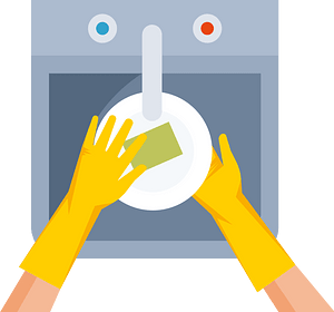 Hands washing dishes