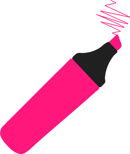 Pink highlighter pen