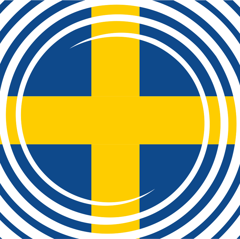 Swirling shape with Swedish flag