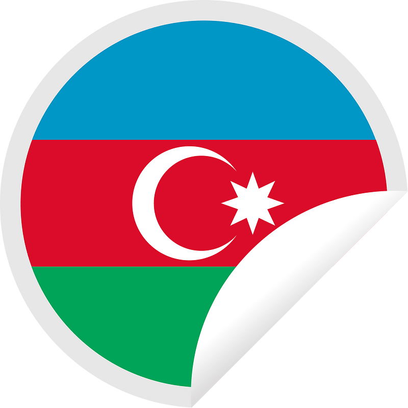 Round sticker Azerbaijan flag