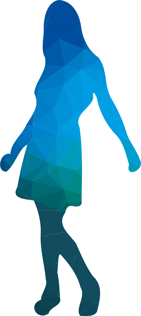Girl blue silhouette