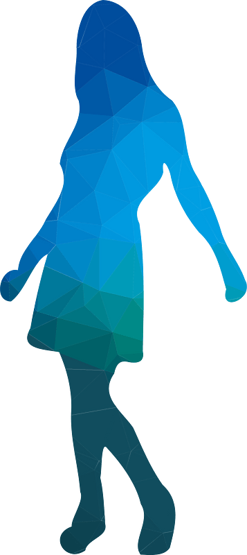 Girl blue silhouette
