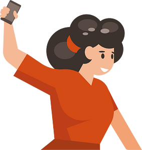 Smiling woman with a phone