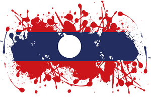 Laos flag grunge ink