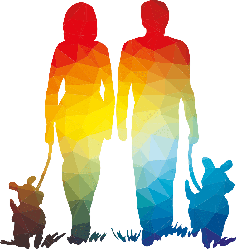Couple with dogs