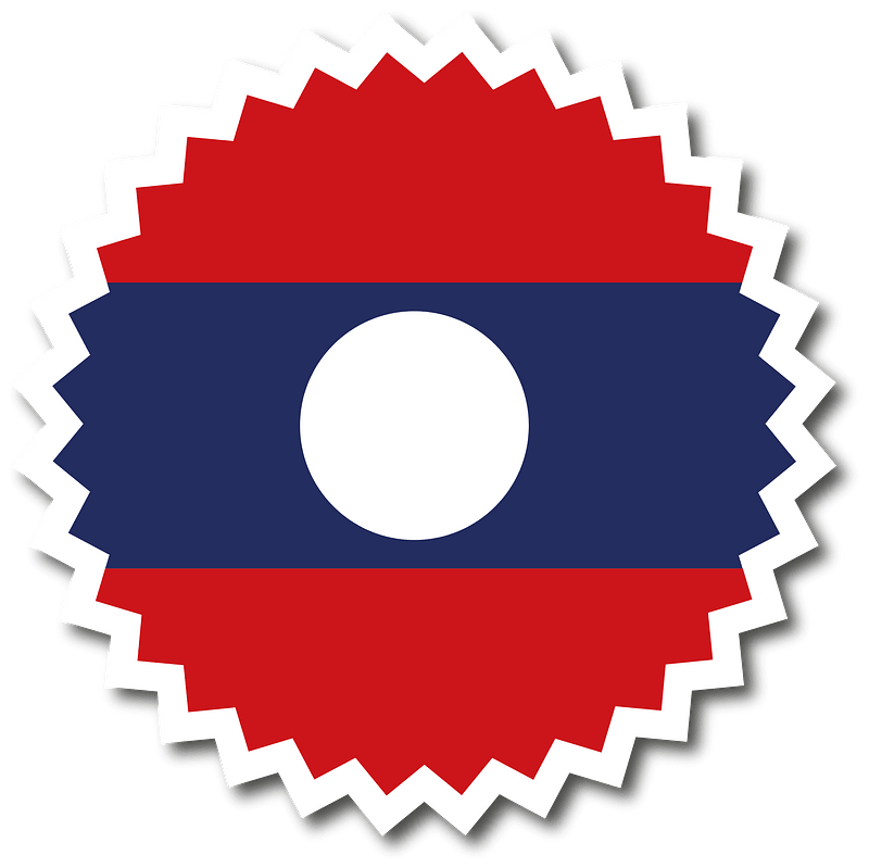 Laos flag round label
