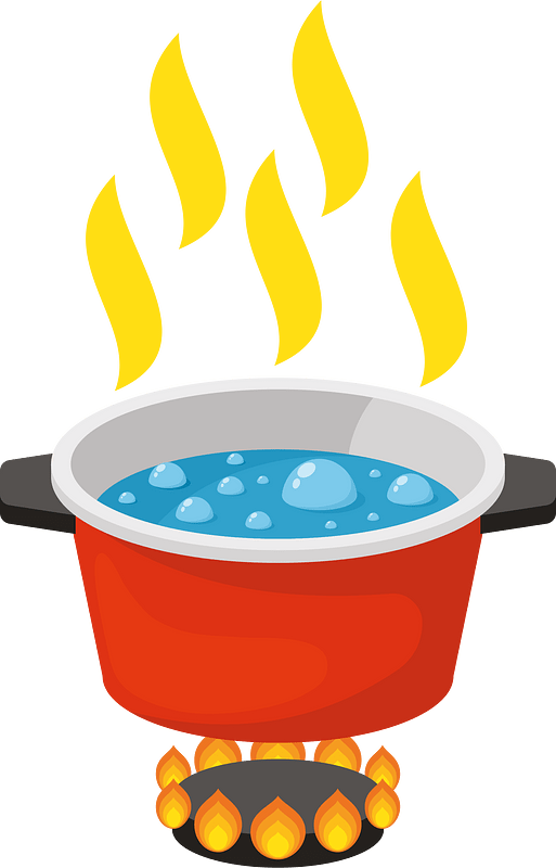 Boiling water in a pot