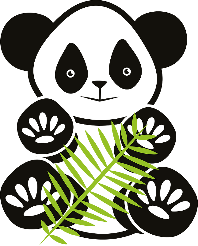 Panda bear with bamboo branch
