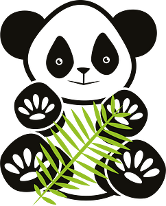Panda bear with bamboo branch