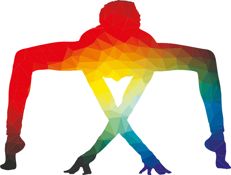 Yoga pose colored silhouette
