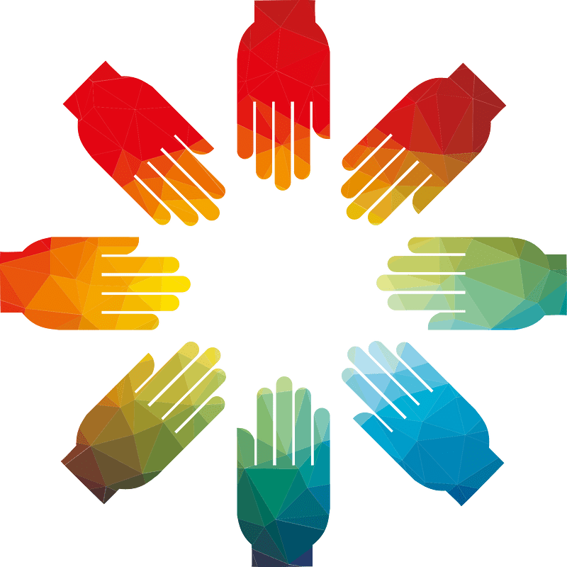 Hands together color silhouette
