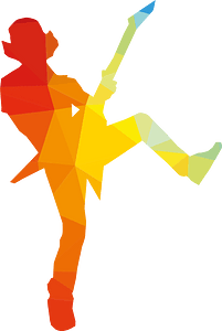 Guitarist silhouette color art