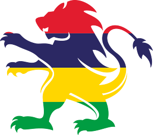 Lion with flag of Mauritius