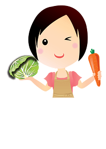 Woman with Cabbage and Carrot